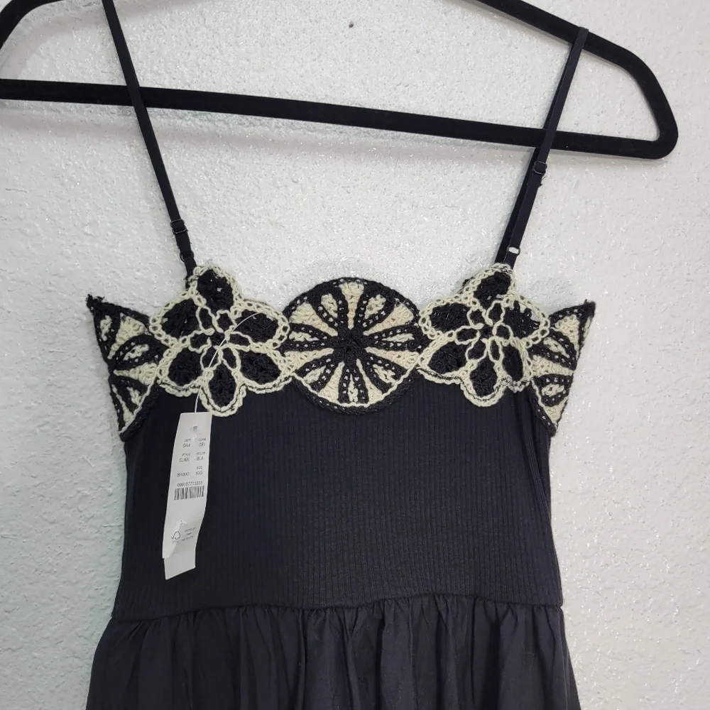 New J. Crew Black and White Crochet Mixy Dress XXS  CL651 - Picture 8 of 10